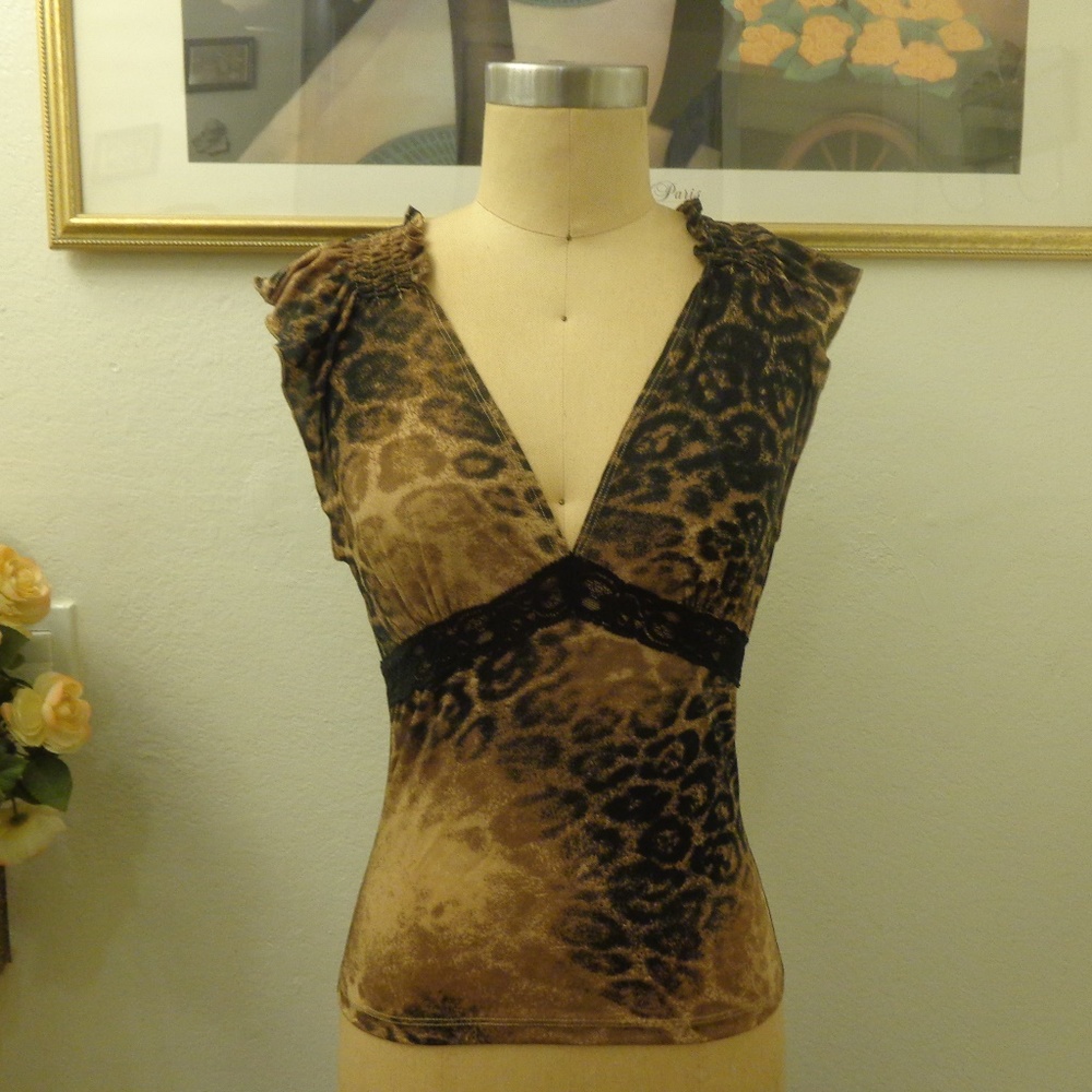 Allen B By Allen Schwartz Leopard Print Blouse Top